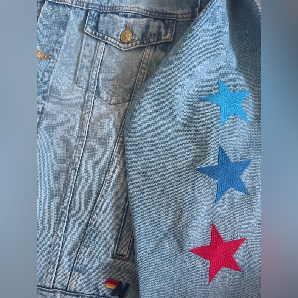 Aviator Nation Oversized Concert Denim Jacket 100% Cotton USA Forth of July - Picture 8 of 17